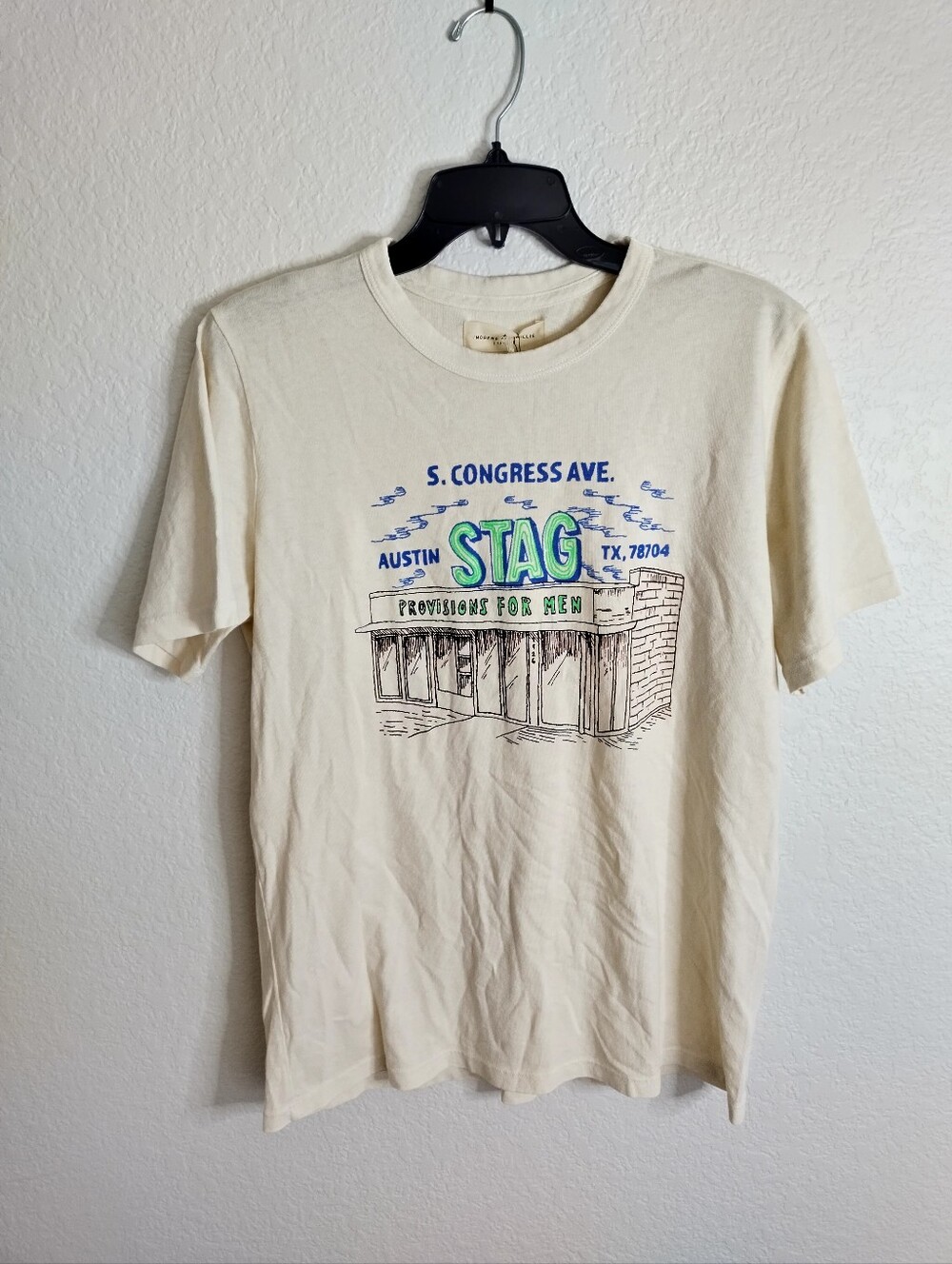 NWT Imogene + Willie  STAG Storefront Tee - Vintage White Sz L